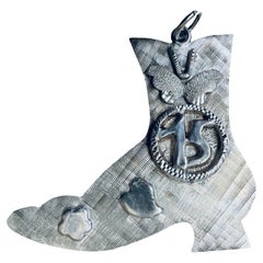 Rare Victorian Style Silver Boot Pendant 