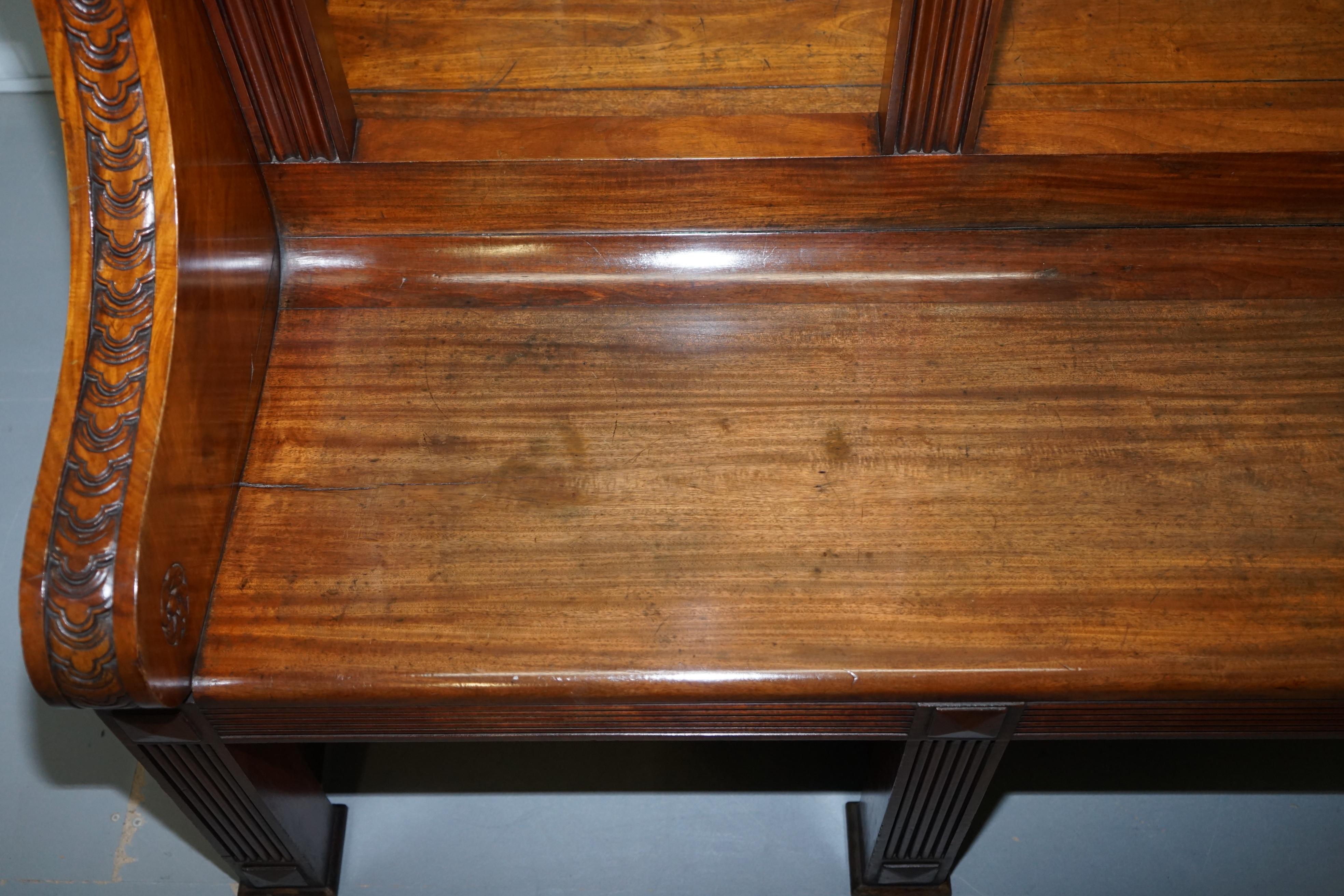 Rare Victorian Walnut Double Sided Museum Gallery Pew Bench Pugin Gothic Steeple For Sale 4