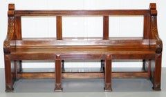 Rare Victorian Walnut Double Sided Museum Gallery Pew Bench Pugin Gothic Steeple