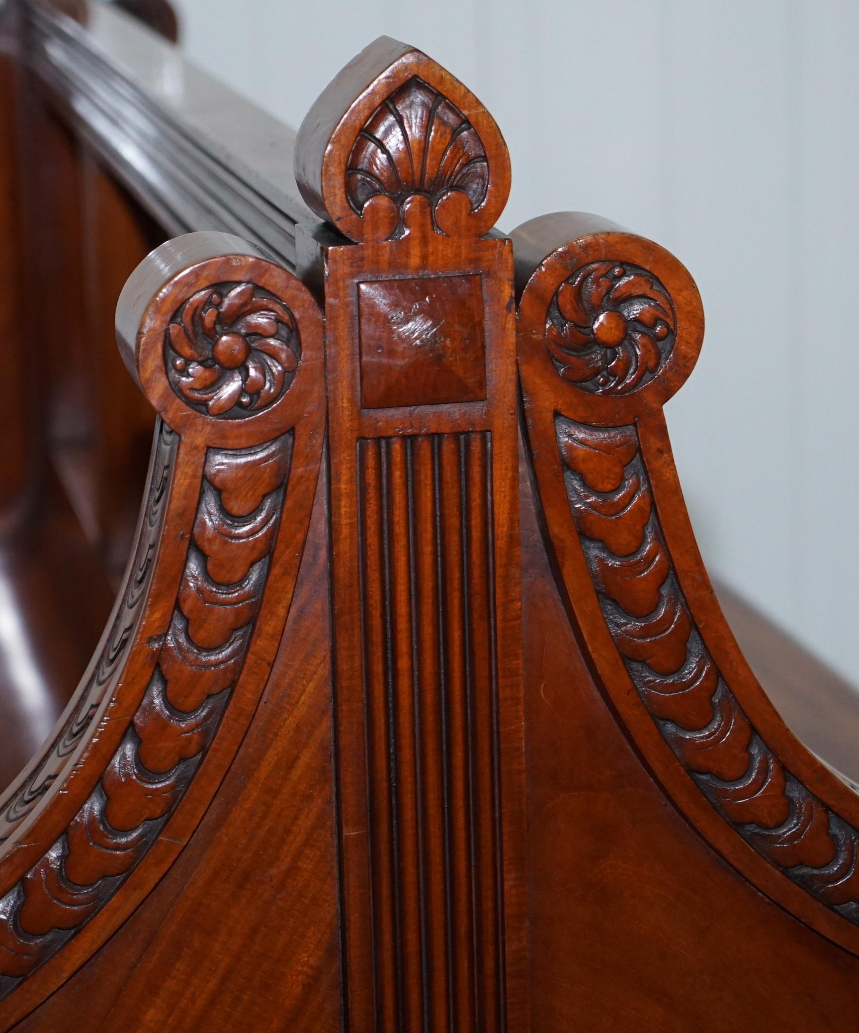 Rare Victorian Walnut Double Sided Museum Gallery Pew Bench Pugin Gothic Steeple For Sale 13