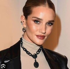 Rare Victorian Whitby Jet Necklace C1860s with Jet Links Rose Carved Pendant