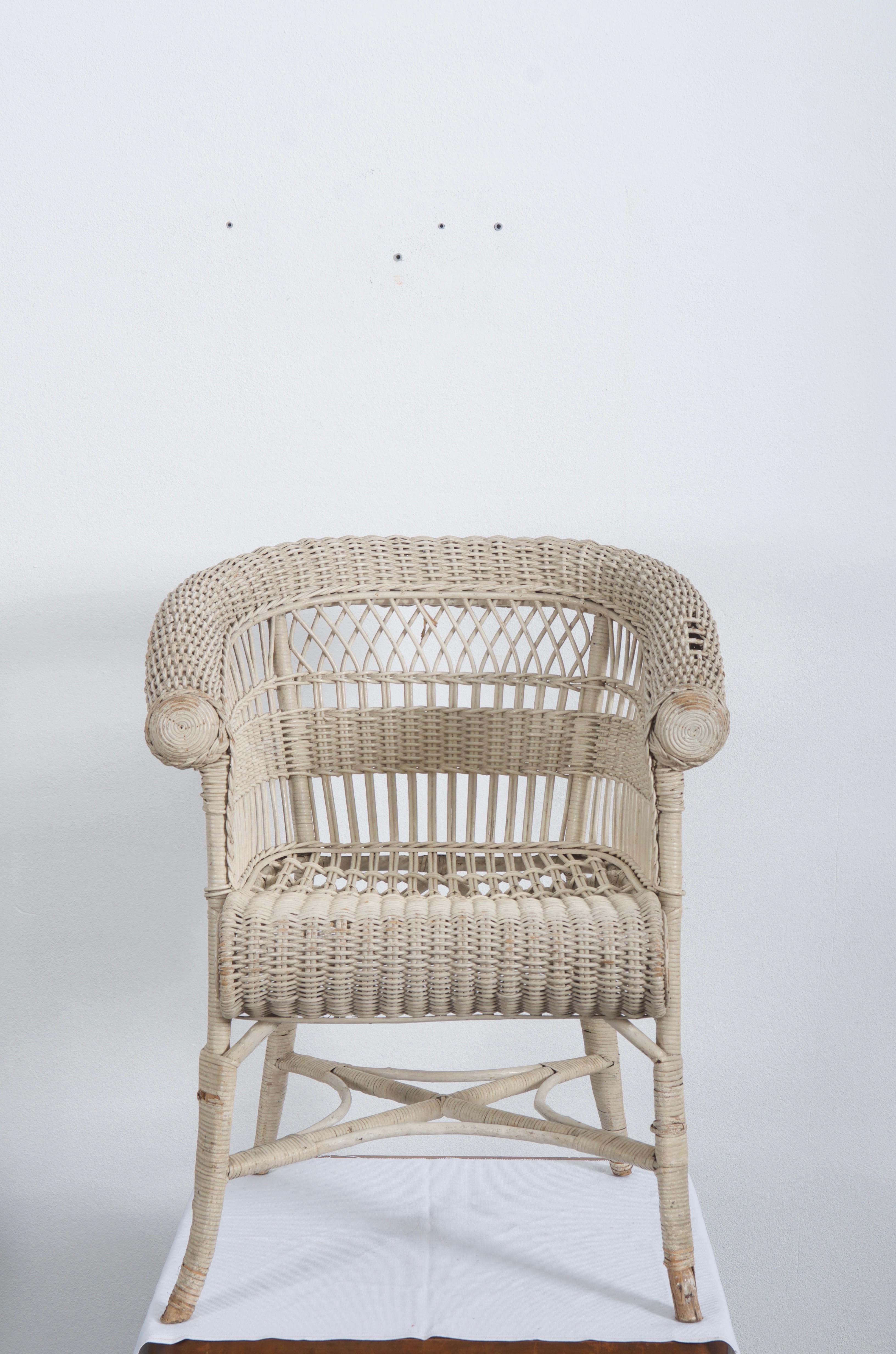Rare fauteuil de la Sécession viennoise en osier de Hans Vollmer pour Prag-Rudniker en vente 4