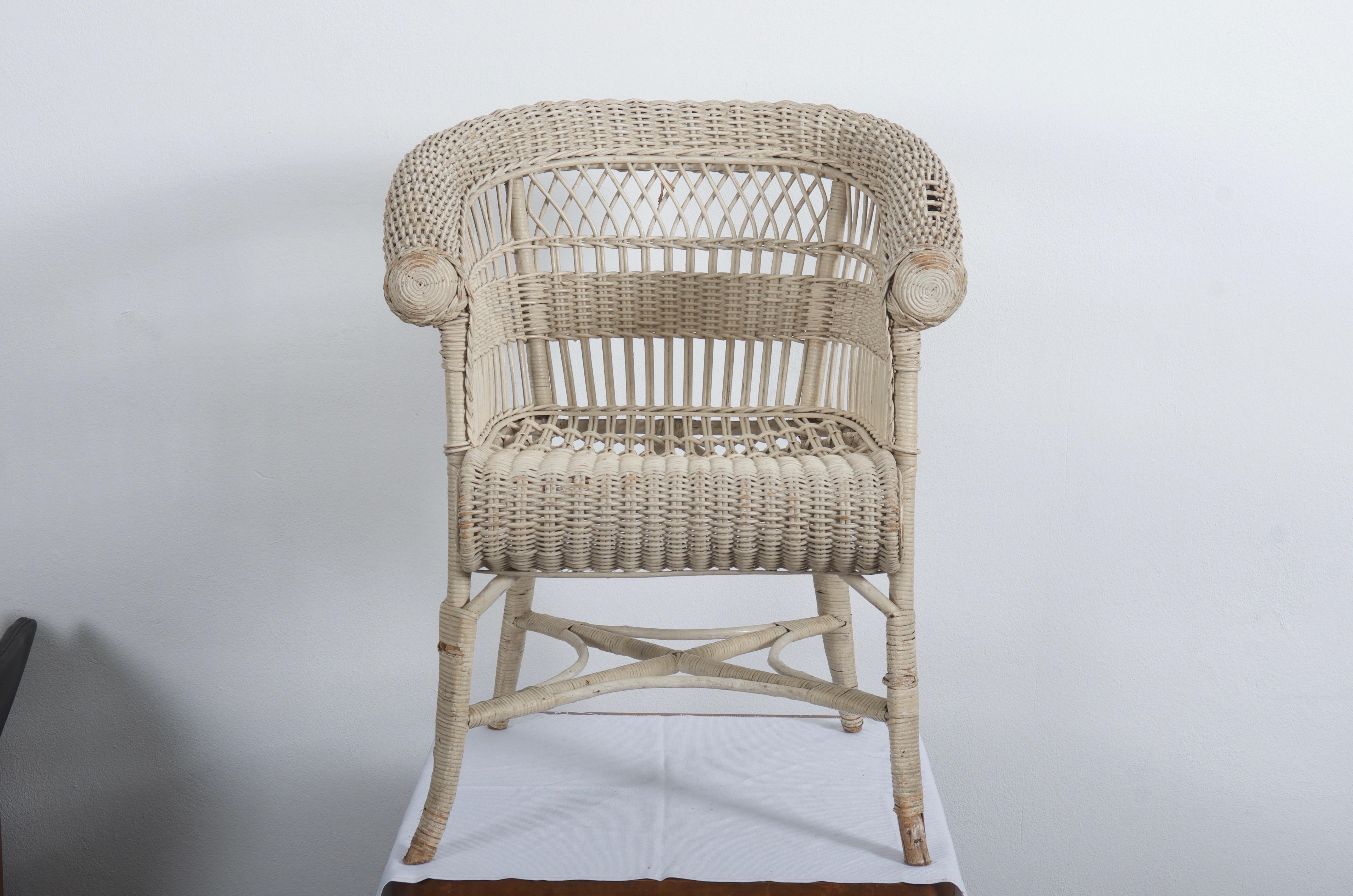 Rare fauteuil de la Sécession viennoise en osier de Hans Vollmer pour Prag-Rudniker en vente 5