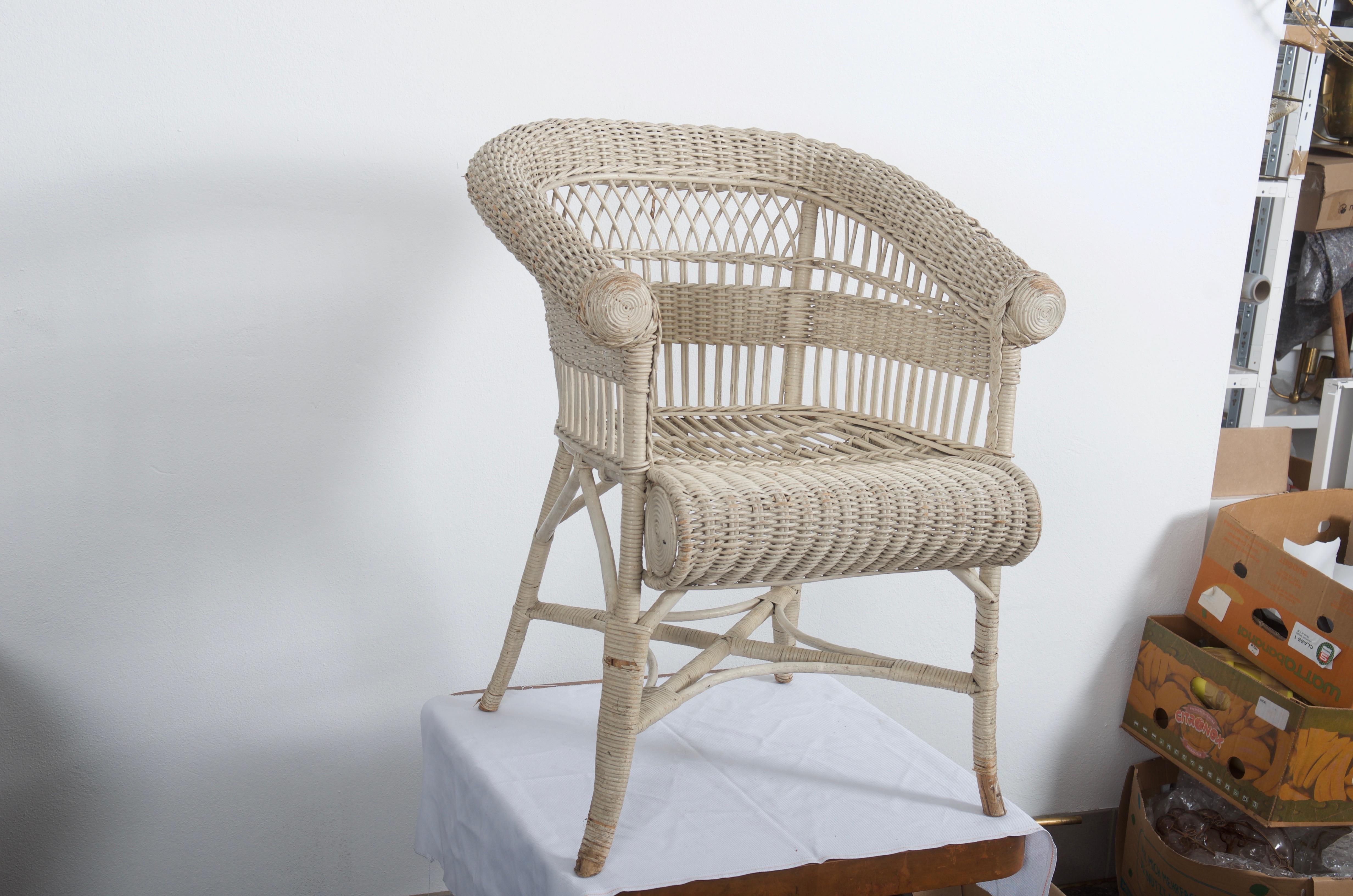 Rare Vienna Secession Wicker Armchairs by Hans Vollmer for Prag-Rudniker For Sale 5