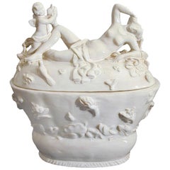 Venus and Eros, Vienna Secessionist Ceramic Lidded Jar w/ Female Nude by Russ