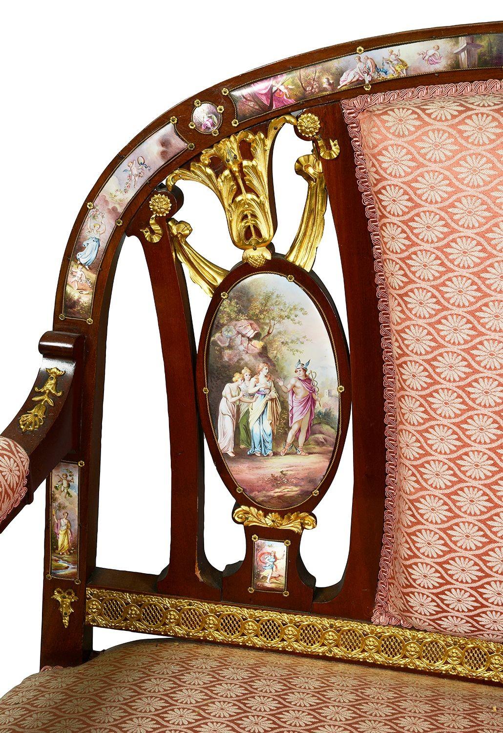 Rare Viennese enamel mounted sofa, 19th century In Good Condition For Sale In Brighton, Sussex