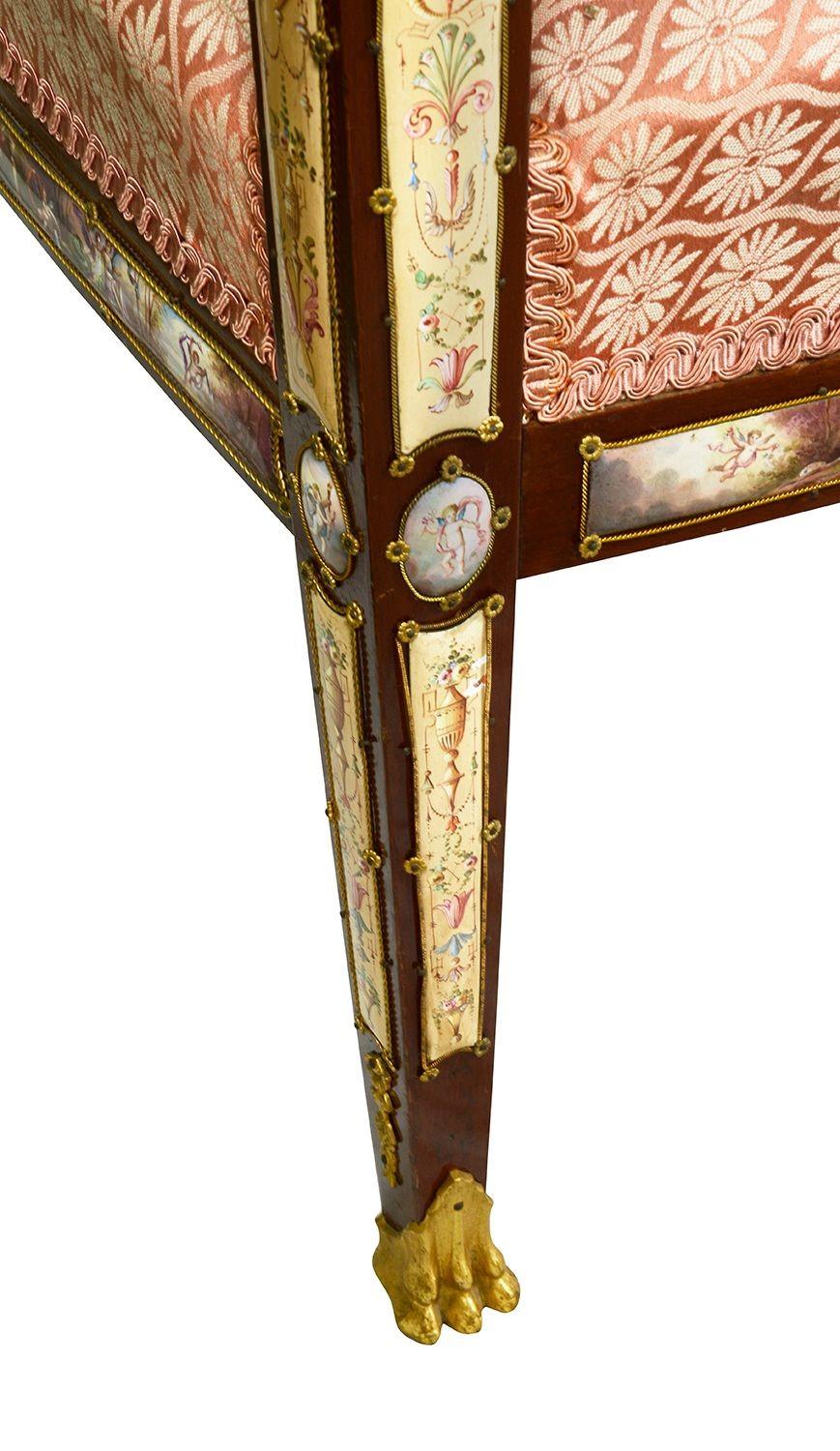 Enamel Rare Viennese enamel mounted sofa, 19th century For Sale