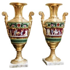 Antique Rare Vieux Paris Tall  Vases, Circa:1830