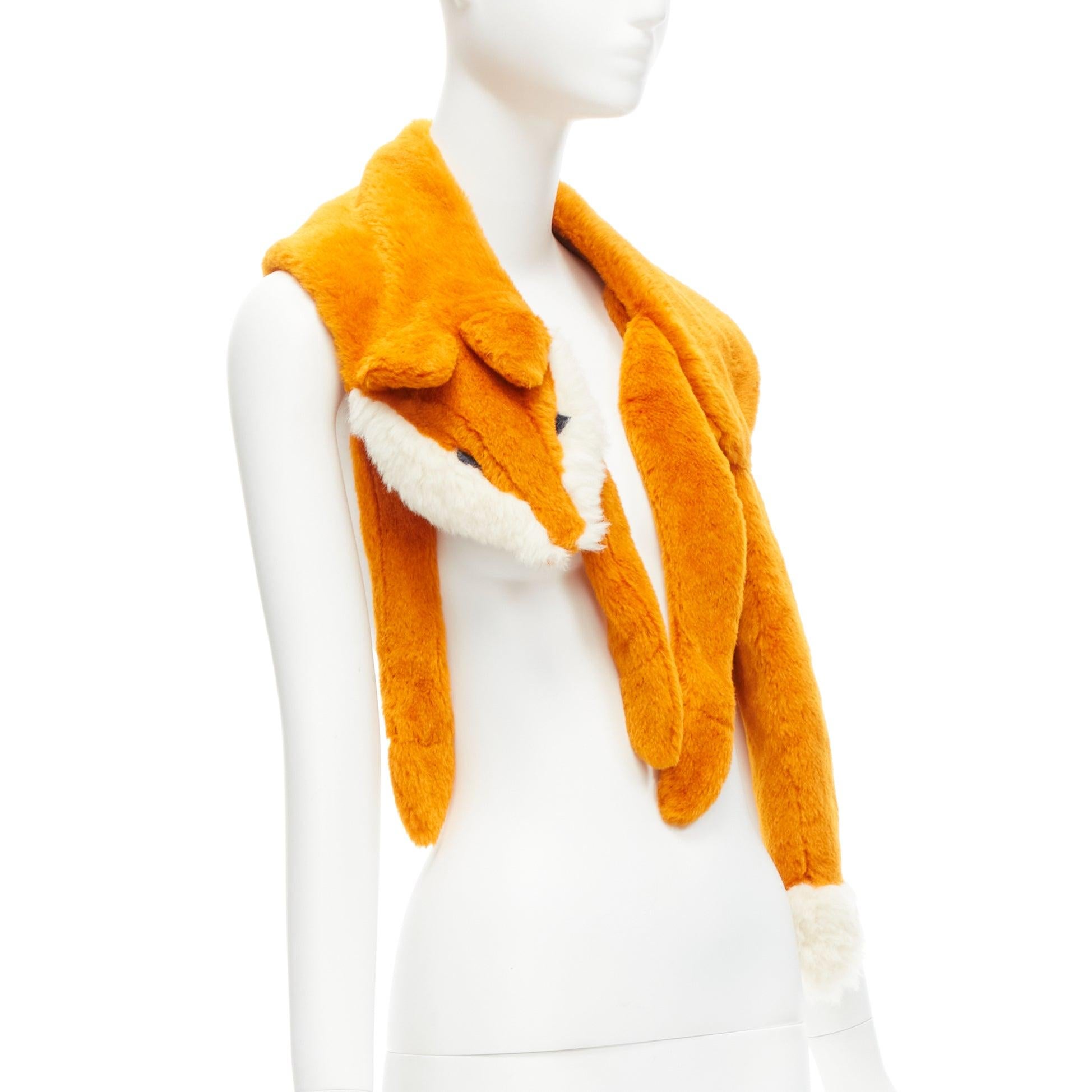 White rare VIKA GAZINSKAYA orange alpaca mohair stuffed toy fox scarf For Sale