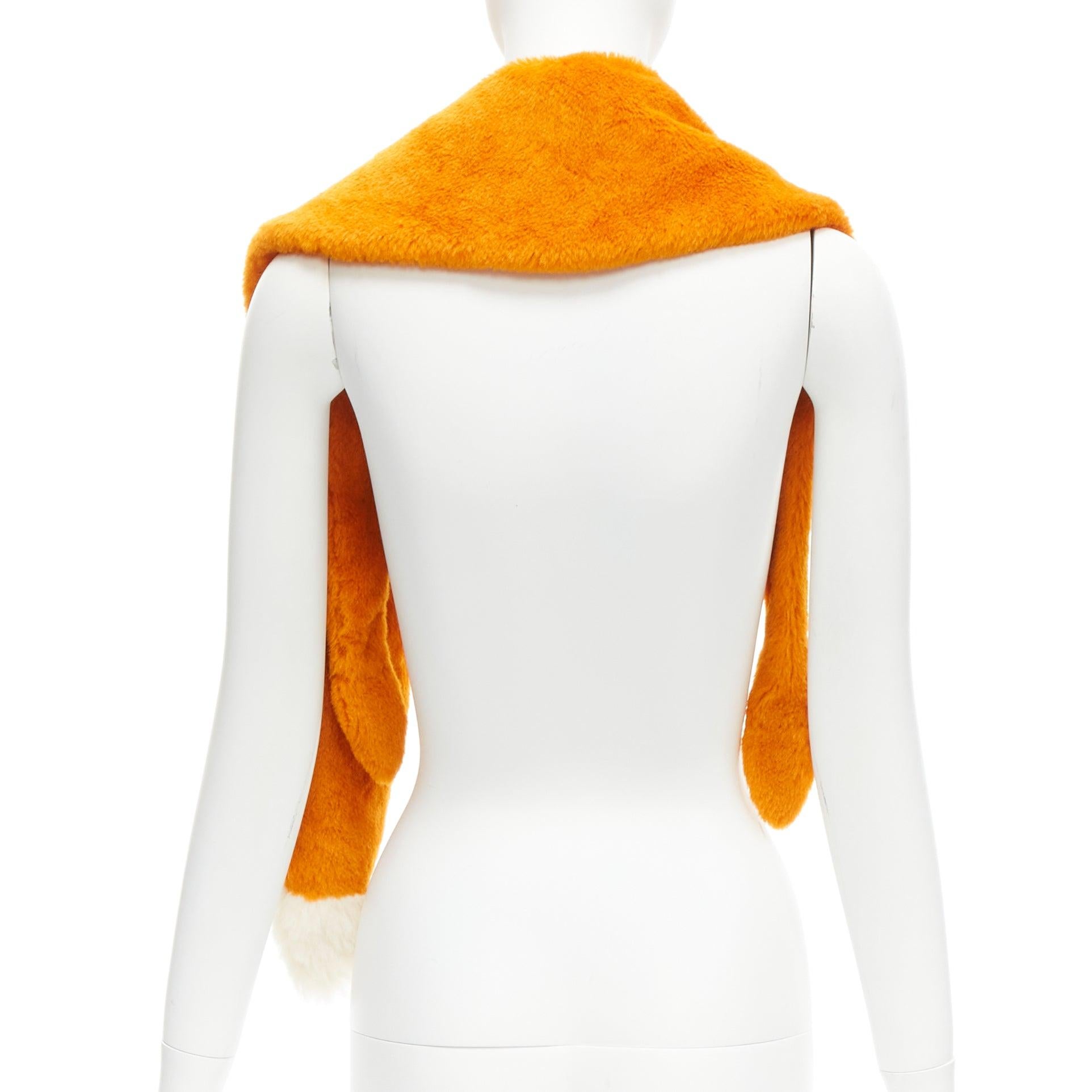 Women's rare VIKA GAZINSKAYA orange alpaca mohair stuffed toy fox scarf For Sale