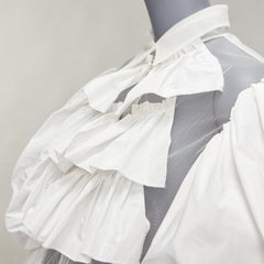 rare VIKTOR & ROLF TULLE cream ruffle front Victorian puff sleeves sheer shirt S