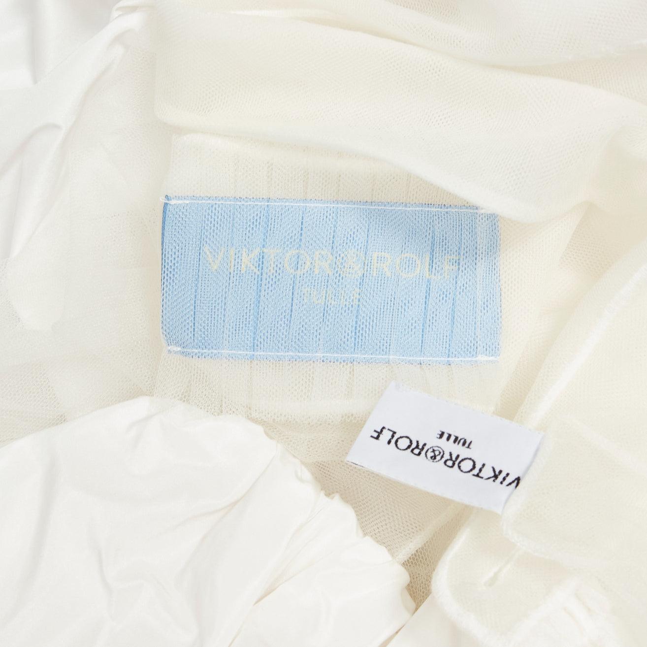 rare VIKTOR & ROLF TULLE cream ruffle front Victorian puff sleeves sheer shirt S 4