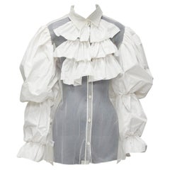 VIKTOR & ROLF TULLE rare chemise victorienne à manches bouffantes et volants crème S