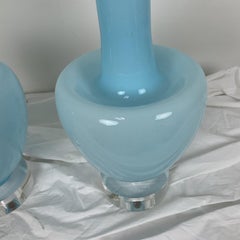 Rara coppia di lampade in vetro blu Vinatge Muarno