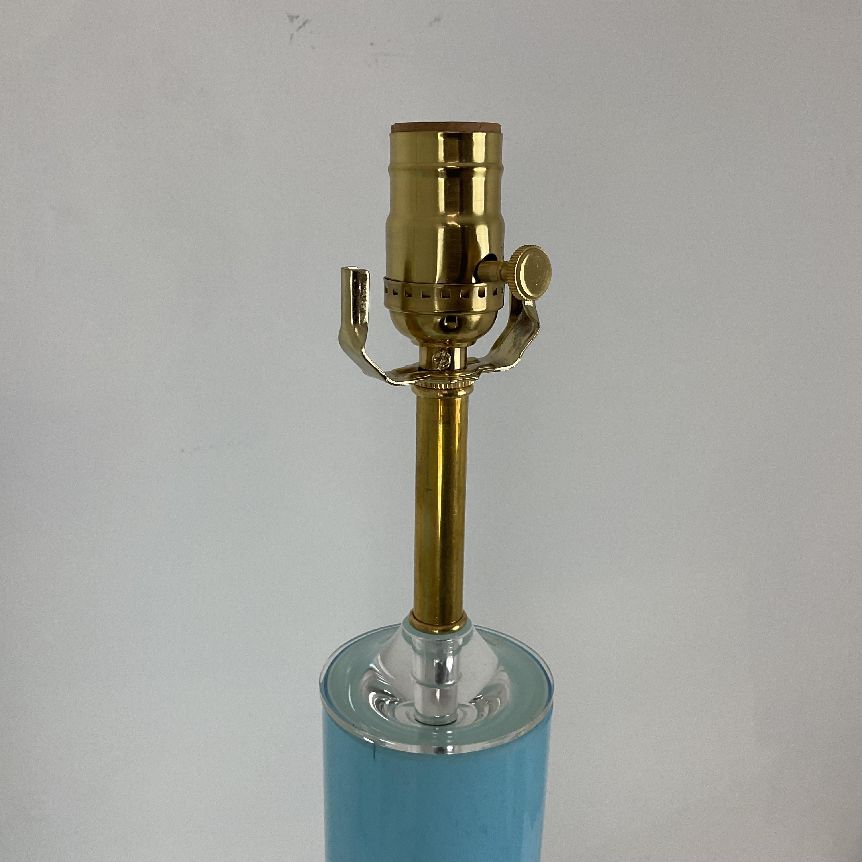 Rare Vinatge Blue Muarno Glass Lamp Pair In Good Condition For Sale In West Palm Beach, FL