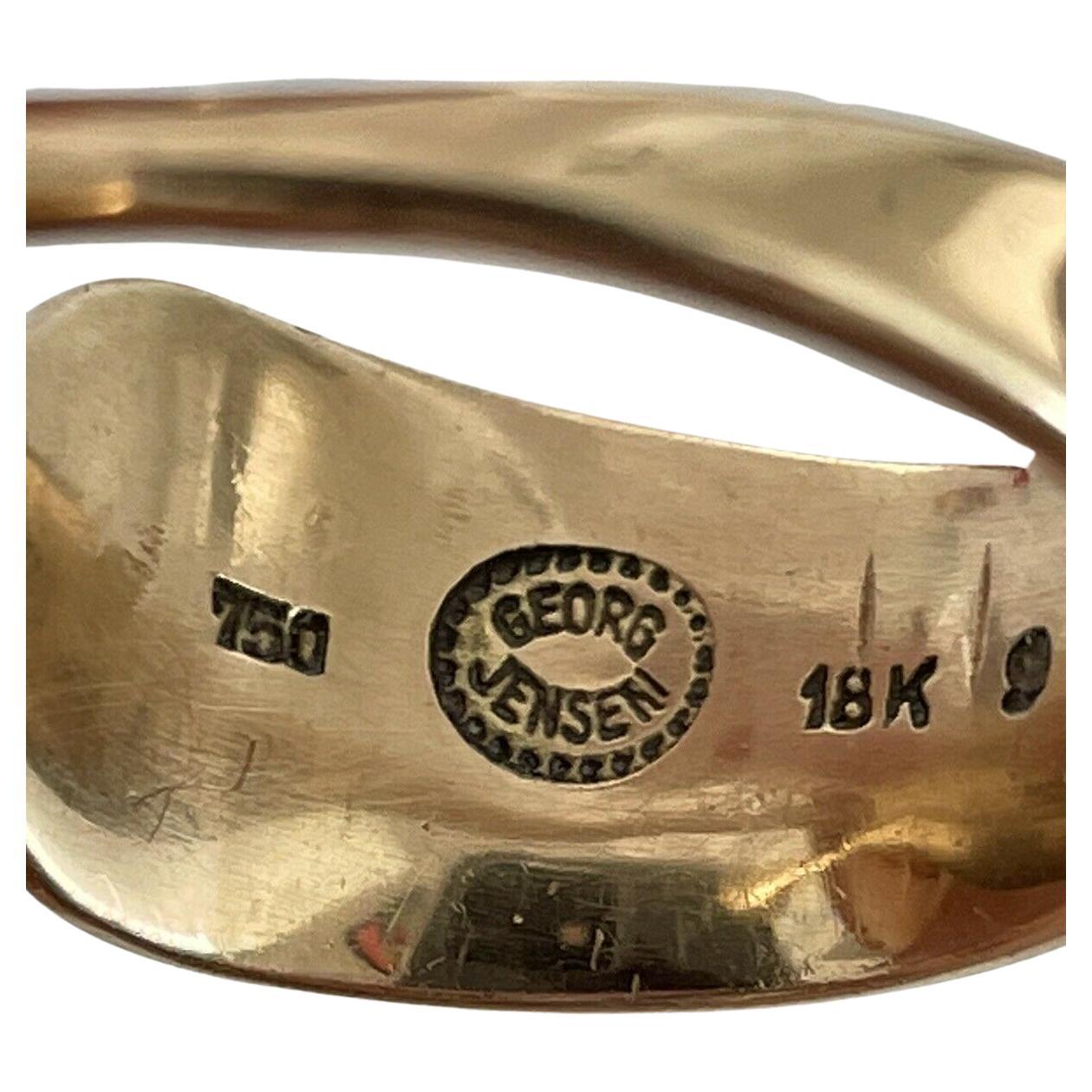 Cabochon Rare Vintage 18k Georg Jensen Vivianna Toruń Bülow-Hübe Moonstone Gold Ring