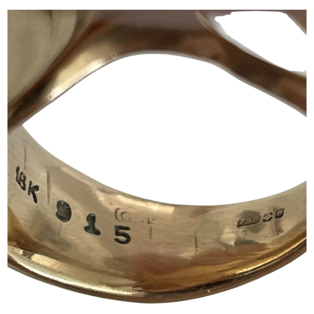 Rare Vintage 18k Georg Jensen Vivianna Toruń Bülow-Hübe Moonstone Gold Ring In Good Condition In Oakland, CA