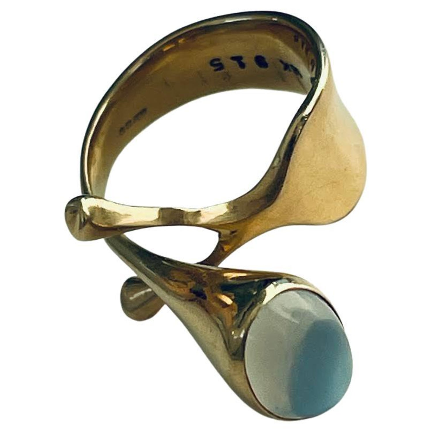 Rare Vintage 18k Georg Jensen Vivianna Toruń Bülow-Hübe Moonstone Gold Ring  For Sale at 1stDibs