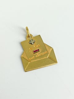 Rare Vintage 18k Gold Augis "Lettre d'Amour" Medal - Postal Envelope Design