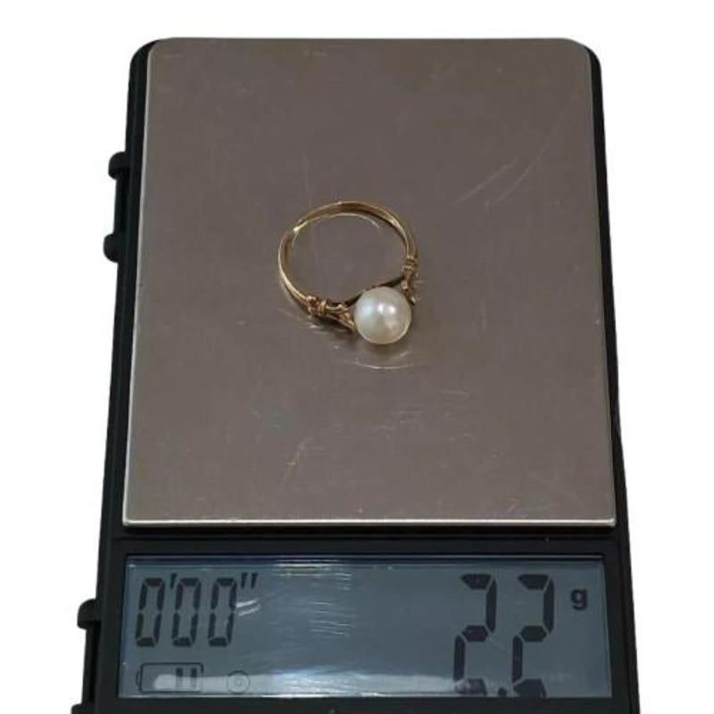 Women's or Men's Rare Vintage 18k Yellow Gold Antique Mikimoto Akoya Pearl Ring For Sale