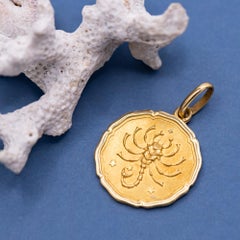 Rare Vintage 18k Yellow Gold Scorpio Pendant – Zodiac Star Sign Charm