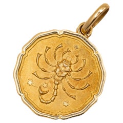 Rare Vintage 18k Yellow Gold Scorpio Pendant – Zodiac Star Sign Charm