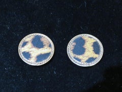 Rare Vintage 18KT Gold Plate Leopard Pattern French Style Clip On Earrings