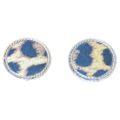 Rare Vintage 18KT Gold Plate Leopard Pattern French Style Clip On Earrings