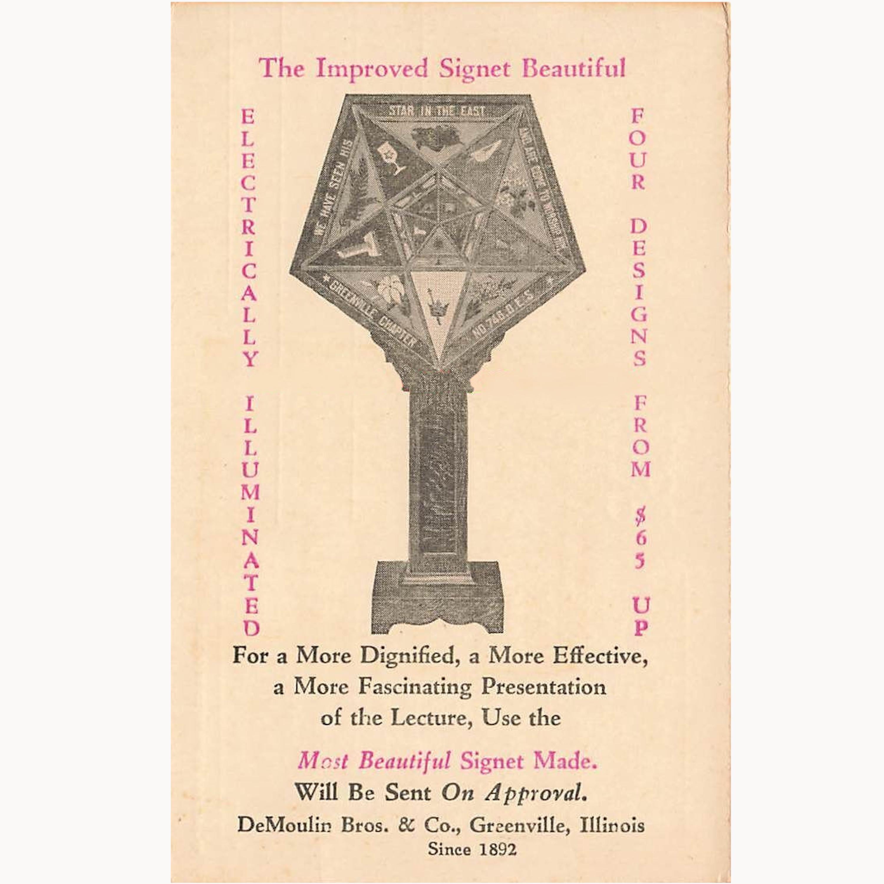 Rare Vintage 1930s Order of the Eastern Star Light-Up Masonic Lodge Signet Sign For Sale 5