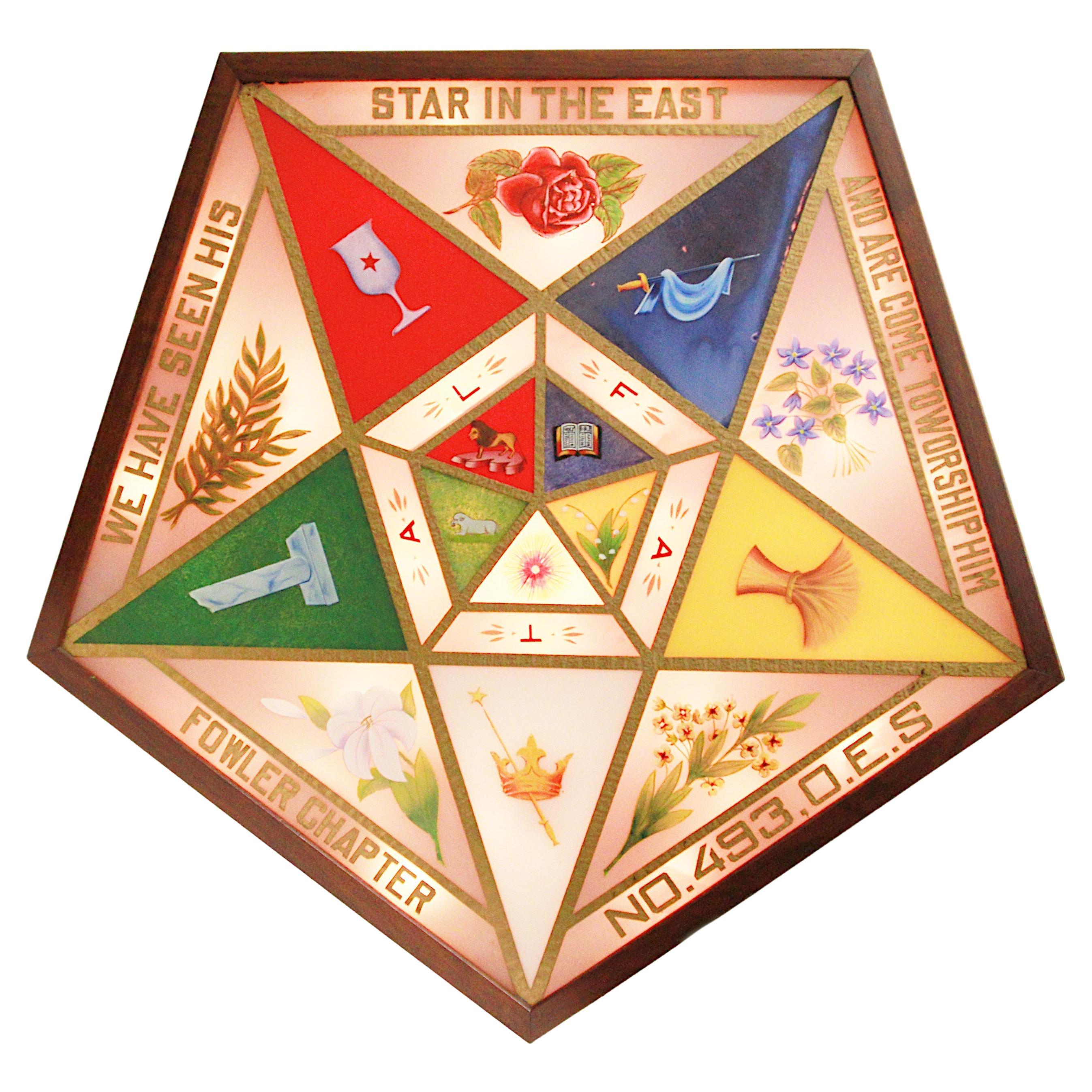 Seltenes Vintage 1930er Order of the Eastern Star Light-Up Masonic Lodge Siegelschild im Angebot
