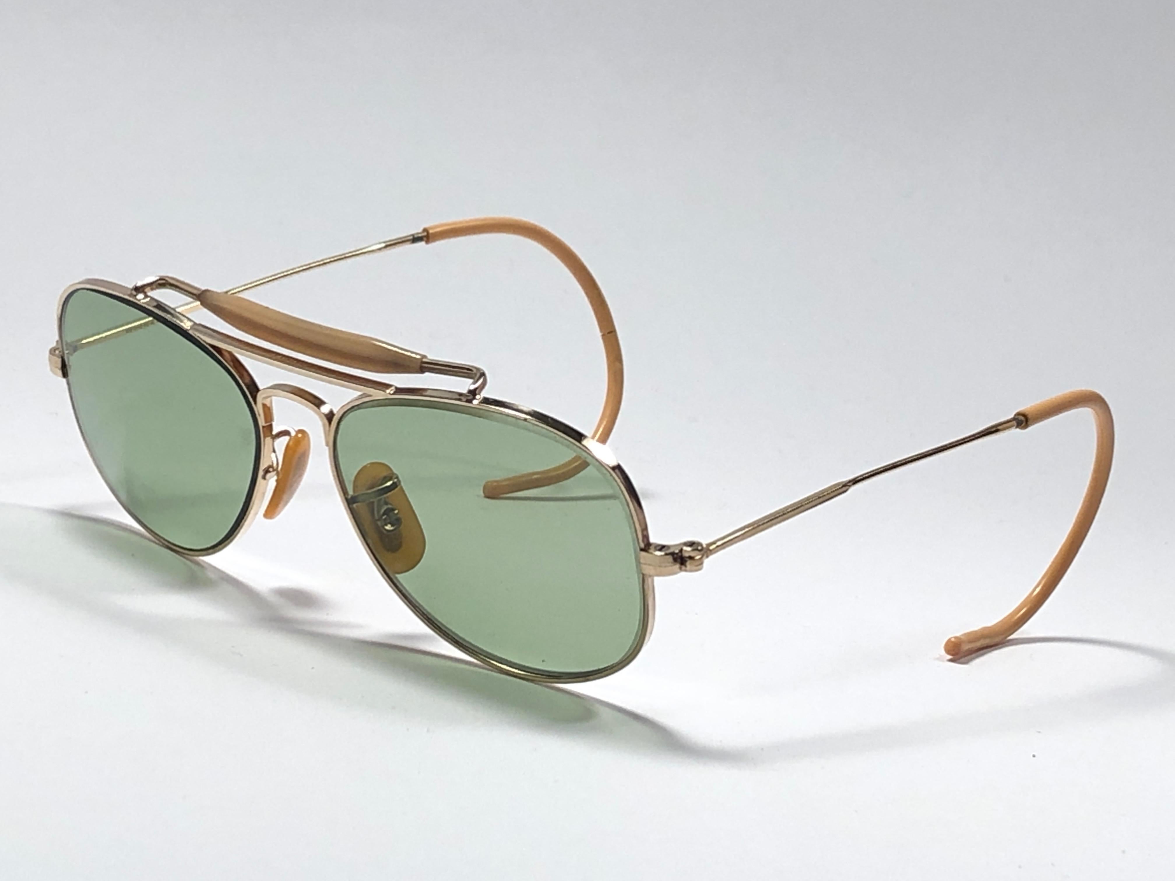 Seltene Vintage 1940 Ray Ban Oudoorsman Kleinste Größe 12K Gold gefüllte Sonnenbrille, Vintage im Zustand „Hervorragend“ im Angebot in Baleares, Baleares