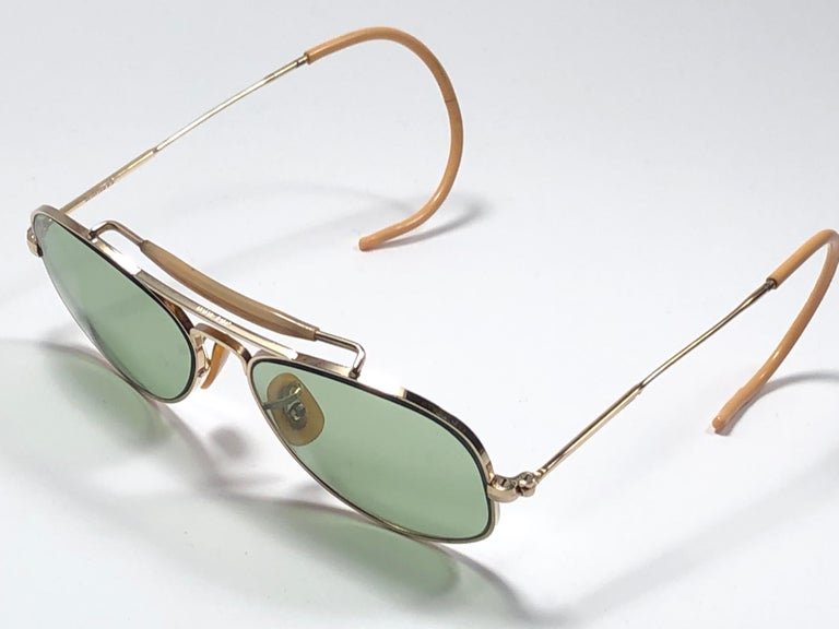 Women's or Men's Rare Vintage 1940 Ray Ban Oudoorsman Smallest Size 12K Gold Filled Sunglasses For Sale