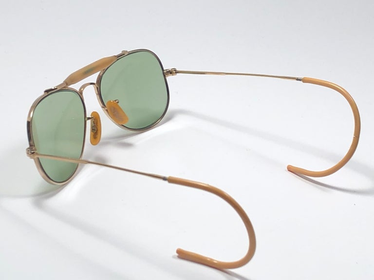 Rare Vintage 1940 Ray Ban Oudoorsman Smallest Size 12K Gold Filled Sunglasses For Sale 2