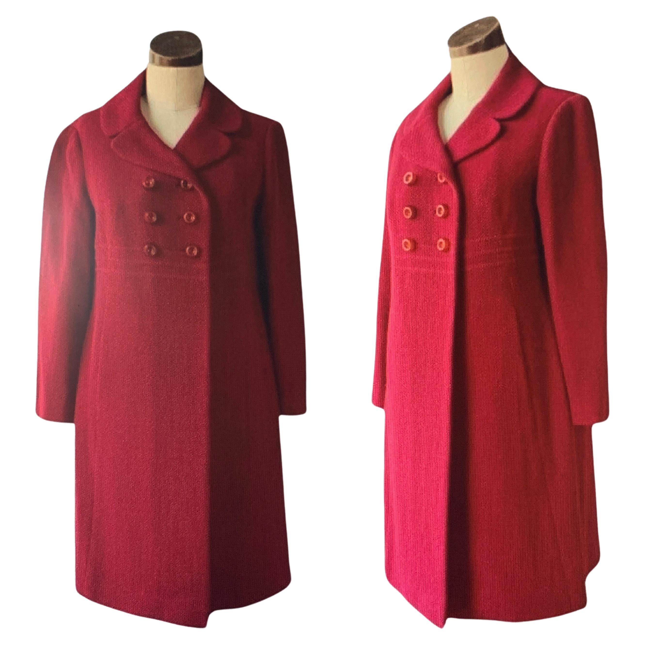 Prince Fashion, 1940s Dress Coat, Ribbed Wool Blend, Fully Lined with Embroidery, Round Collar, Two Lined Pockets, Interior Lined Pocket, Three Lucite Closure Buttons Front and additional Three Decorative Lucite Buttons, Made in Hong Kong, Medium