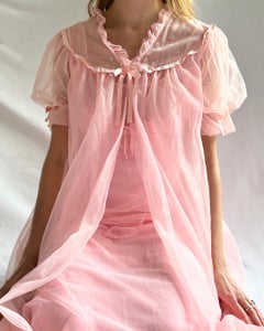 RARE VINTAGE 1950s EMBROIDERED PEIGNOIR LINGERIE SET