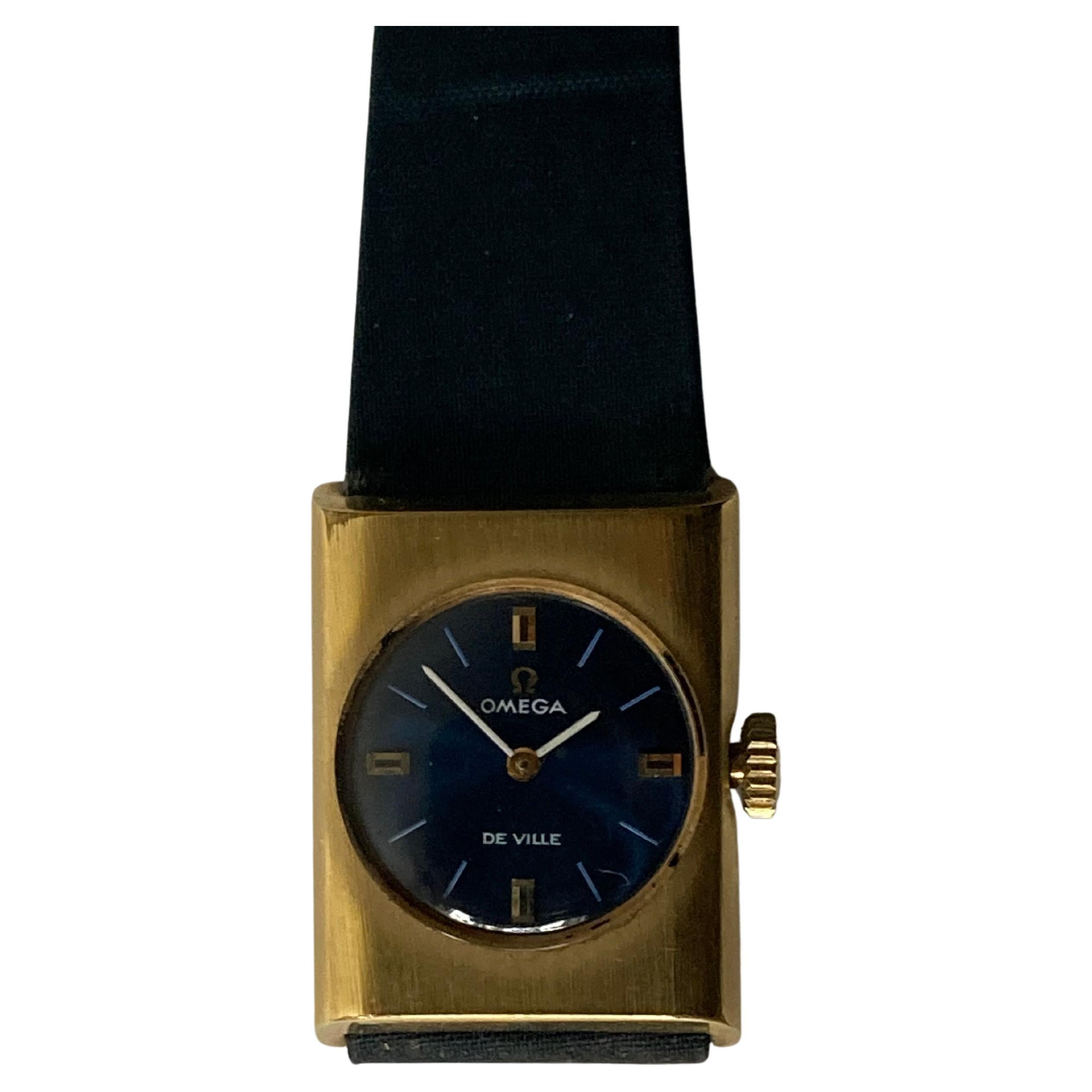 Rare Vintage 1960's Omega De Ville Swiss Made 18k Gold Plated Ladies Watch For Sale