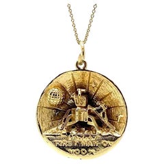 Rare Vintage 1969 First Man on the Moon Gold Charm Necklace