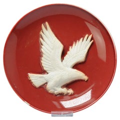 Rare Vintage 1970-1990 Chinese Porcelain PROC Relief Plate Bird of Prey China