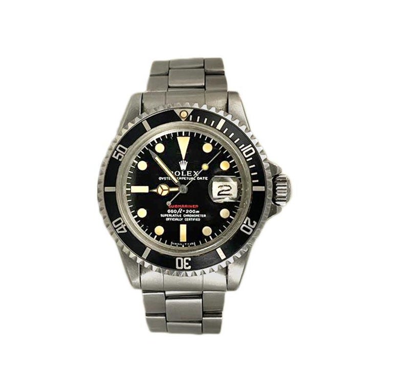 RARE Vintage 1973 Rolex Submariner "Red Sub" in Stainless Steel REF 1680 at  1stDibs | rolex submariner red text