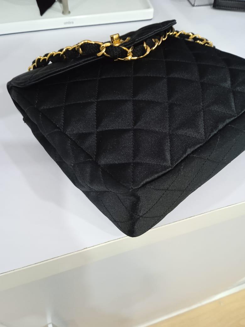 Rare Vintage 1980s Chanel Satin Quilted Mini Vertical Crossbody Bag 3