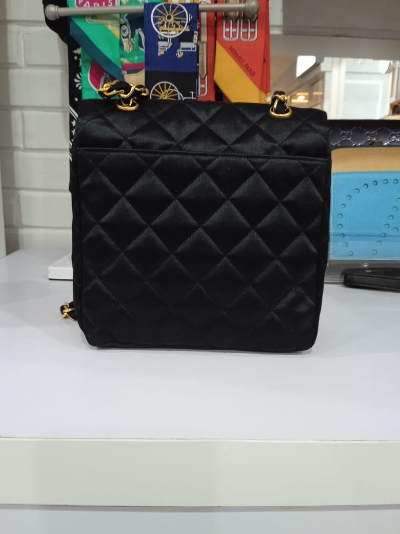 Rare Vintage 1980s Chanel Satin Quilted Mini Vertical Crossbody Bag 5