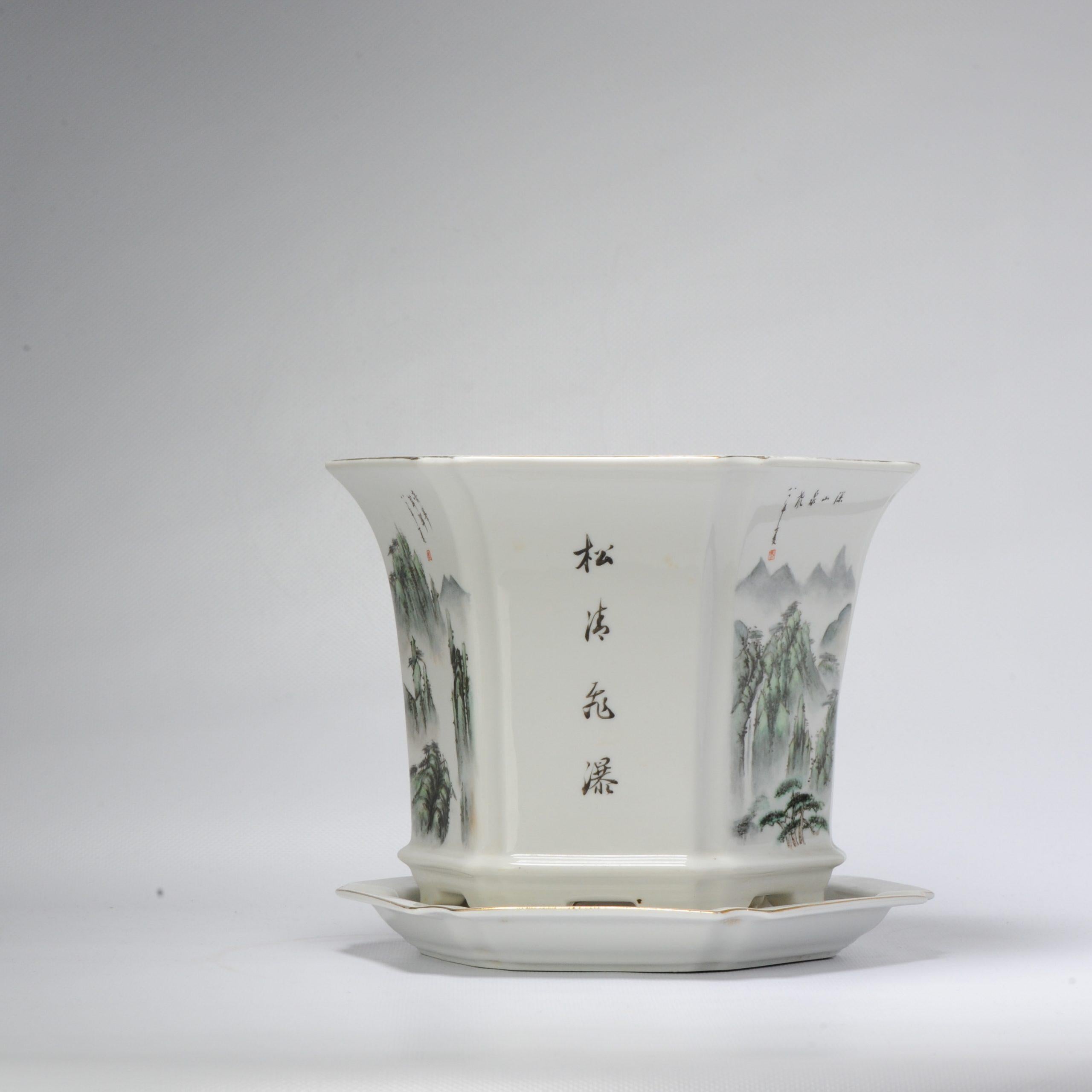 Other Rare Vintage 1981 Chinese Porcelain Proc Landscape Jardiniere Planter China For Sale