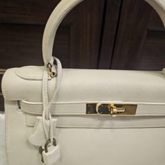 Rare Vintage 1989 Hermes Off White Chevre Kelly 28 Bag