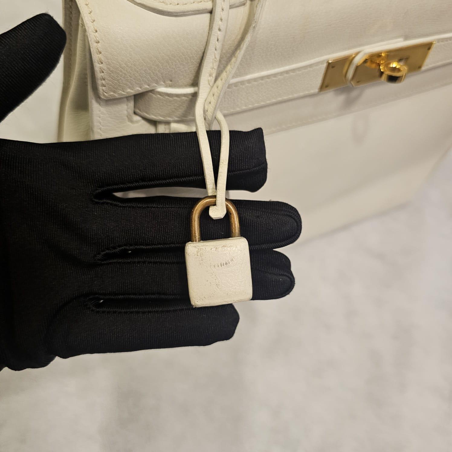 Raro Bolso Kelly 28 Vintage 1989 Hermes Off White Chevre en venta 3