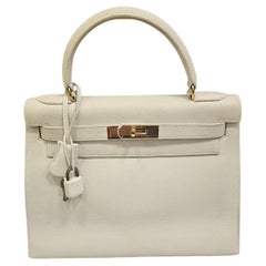 Rare Vintage 1989 Hermes Off White Chevre Kelly 28 Bag