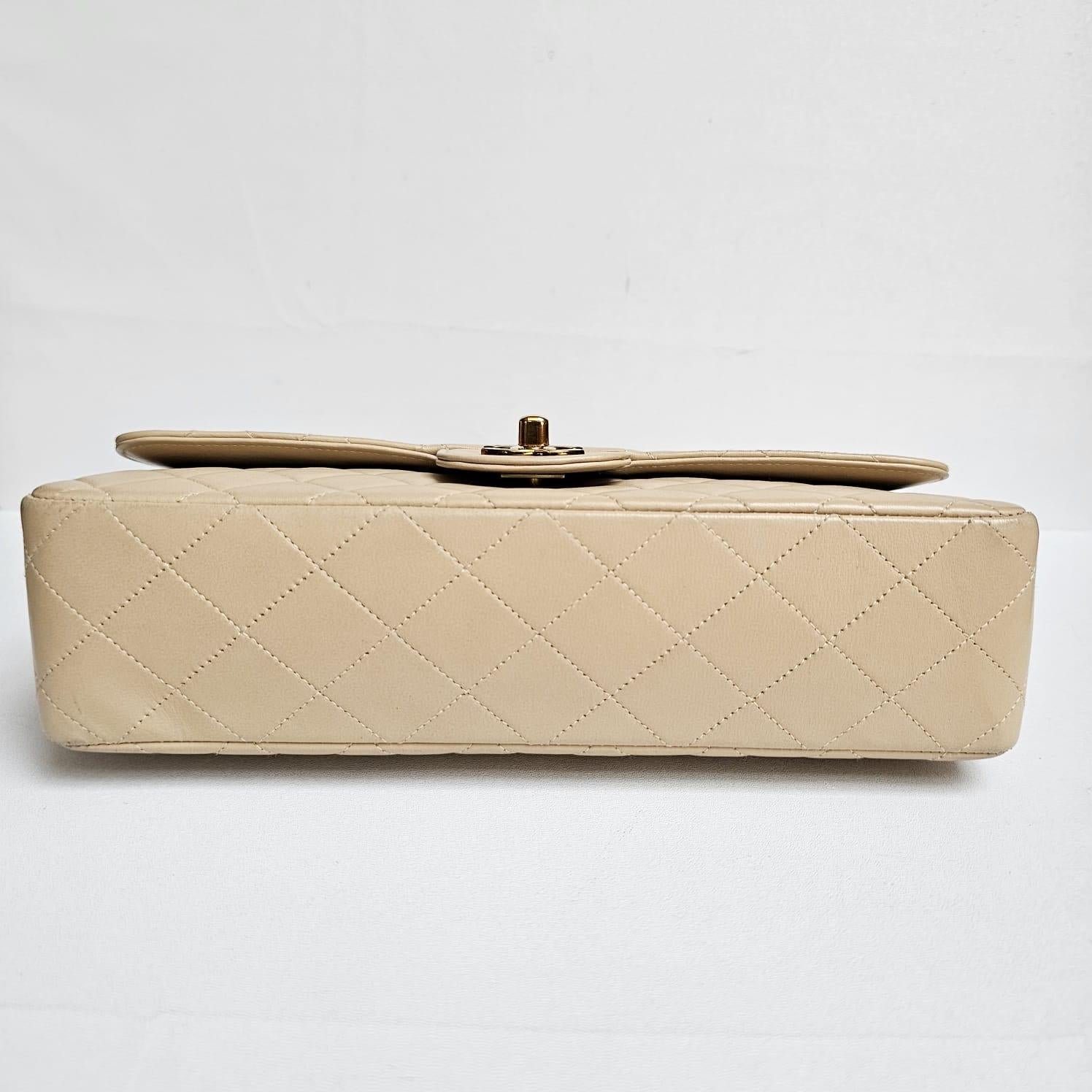 Rare Vintage 1990s Beige Lambskin Quilted Twin Bag For Sale 9