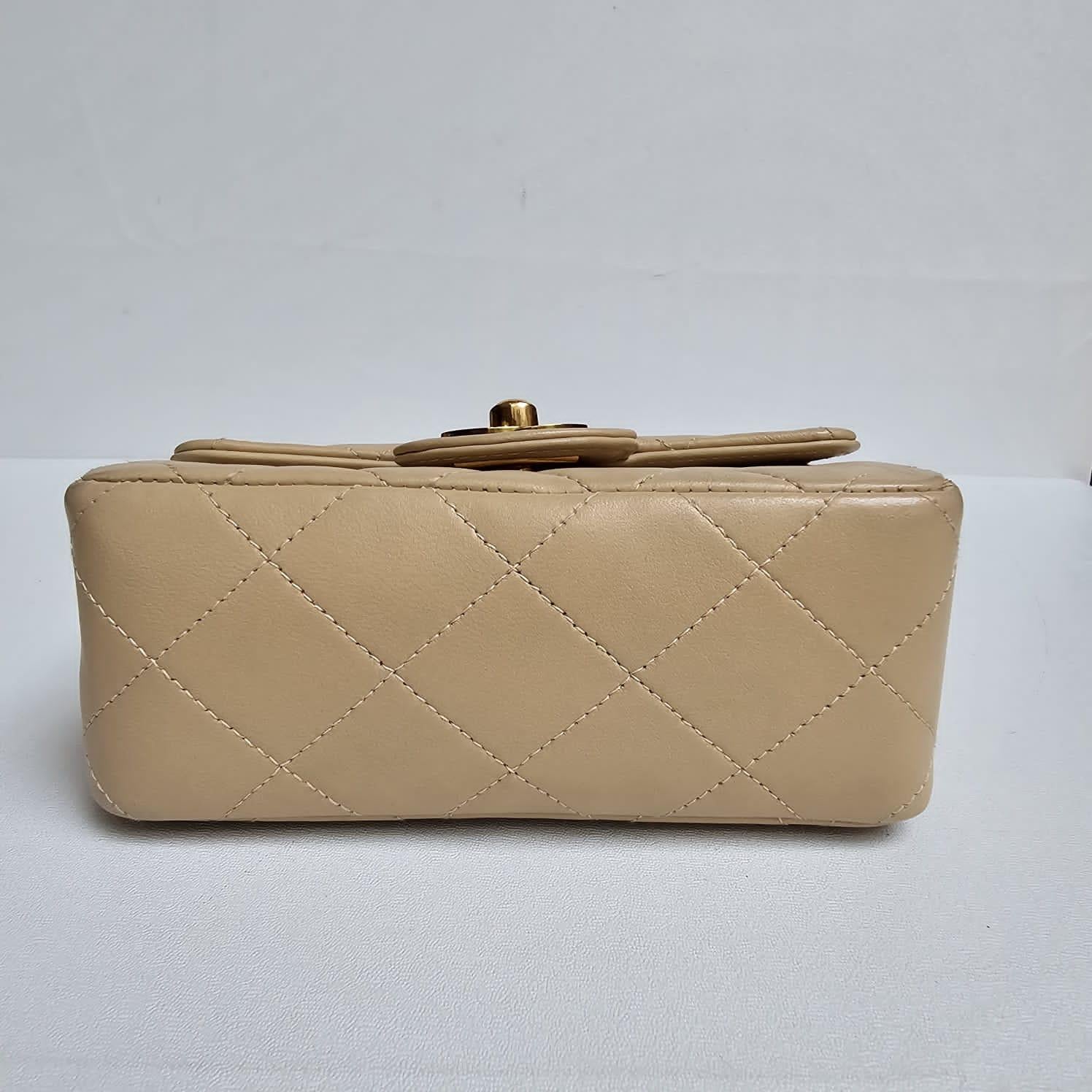 Women's or Men's Rare Vintage 1990s Beige Lambskin Quilted Twin Bag For Sale