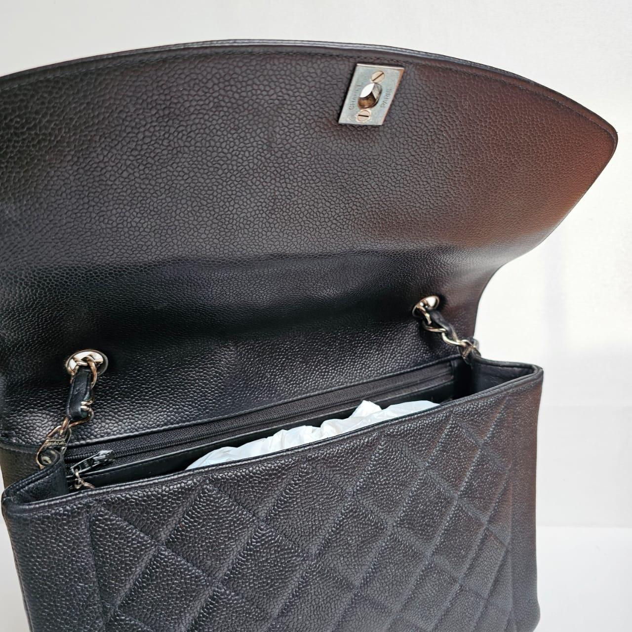 Rare Vintage 1990s Chanel Black Caviar Jumbo Diana Flap Bag 16