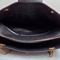 Rare Vintage 1990s Chanel Black Leather XL Supermodel Tote