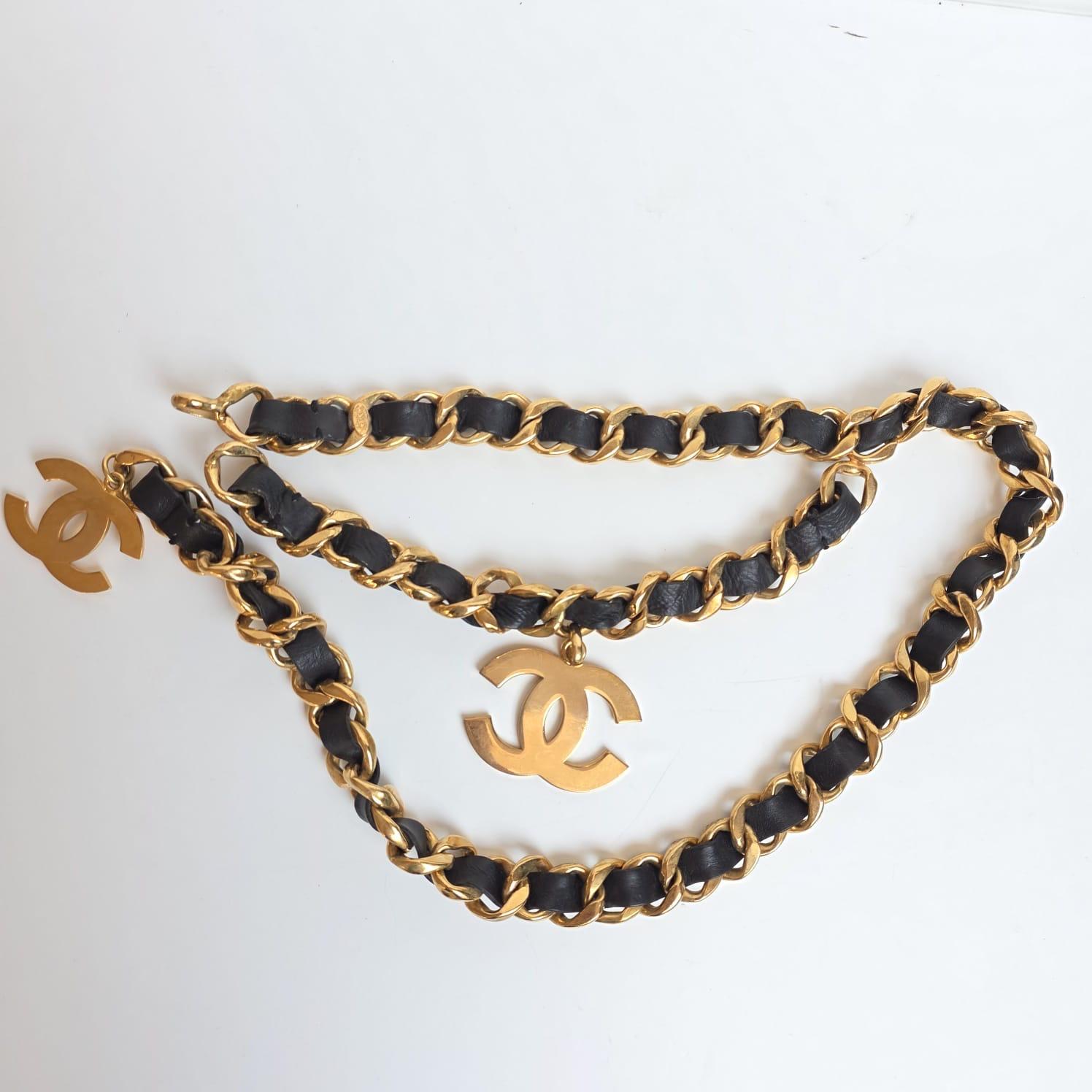 Seltener Vintage 1990er Chanel Large CC Chunky Double Layered Belt im Angebot 2